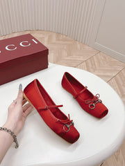 GG BALLET FLAT CRIMSON SILK
