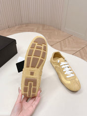 PRADA 26S SNEAKERS IN YELLOW QUILTED NYLON AND SUEDE