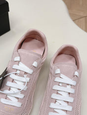 PRADA 26S CLASSIC SNEAKERS IN PINK SUEDE AND MESH