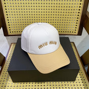MM BASEBALL CAP IN WHITE MIX BEIGE FABRIC WITH LOGO EMBROIDERY