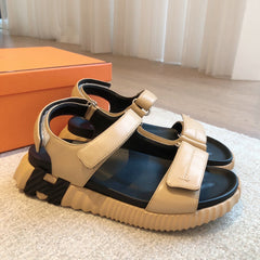DAD SANDALS IN TUSCAN BEIGE CALFSKIN AND RUBBER