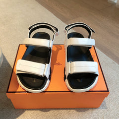 DAD SANDALS IN WHITE CALFSKIN AND RUBBER