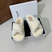 CELINE 26S CROSS-STRAP SANDALS IN WHITE WOOL