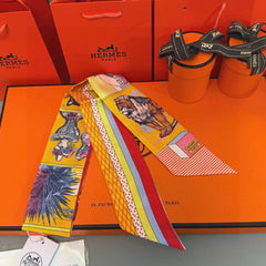 HERMES 25S SILK NECKERCHIEF 86 IN SILK 714360