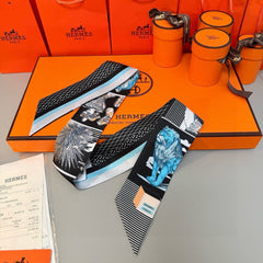 HERMES 25S SILK NECKERCHIEF 86 IN SILK 714361