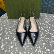 GG SIGNORIA 45 SLINGBACK PUMP BLACK CALFSKIN