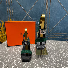 ILONA SANDAL 95 DARK GREEN SUEDE