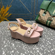 GG HORSEBIT PLATFORM SANDAL PASTEL PINK CALFSKIN