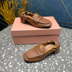 HIGH BROGUE LOAFERS IN CARAMEL BROWN LAMBSKIN