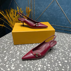 HIGH HEEL 55 MM SLINGBACKS IN JAM RED SHEEPSKIN