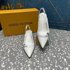 HIGH HEEL 55 MM SLINGBACKS IN WHITE SHEEPSKIN