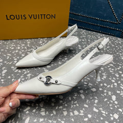 HIGH HEEL 55 MM SLINGBACKS IN WHITE SHEEPSKIN