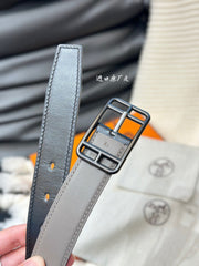 HM CAPE COD 32MM REVERSIBLE BELT BLACK AND KHAKI BROWN LEATHER BLACK HARDWARE