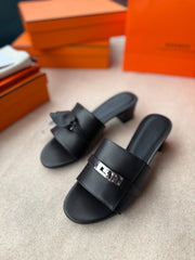 HIGH MULES IN BLACK CALFSKIN