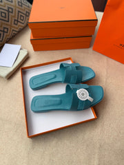 0RAN SANDALS IN SAPPHIRE BLUE CALFSKIN