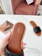 LYMPIA MULE BLACK RAFFIA AND WOOL