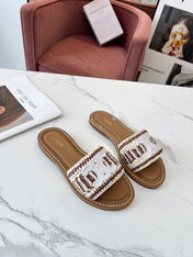 LYMPIA MULE WHITE MIX BROWN RAFFIA