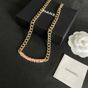 CHANEL 26S CHANEL LETTER LOGO ENAMEL CHAIN NECKLACE IN GOLD METAL WITH CC CHARM 630062