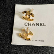 CHANEL 26S CHANEL CC LOGO WOVEN METAL STUD EARRINGS IN GOLD METAL 633305