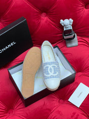 WOVEN LOAFERS IN LIGHT BLUE FABRIC