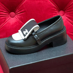 CC MOCCASIN LOAFER IN BLACK MIX WHITE LAMBSKIN