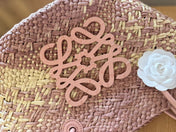 LOE SMALL ANAGRAM BASKET 28 BAG IN TURKISH ROSE IRACA PALM AND CALFSKIN