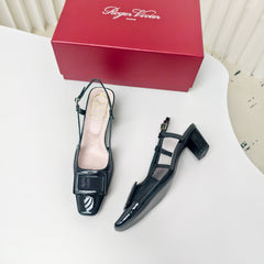 ROGER VIVIER 25S BELLE VIVIER SLINGBACK PUMPS 45MM IN BLACK MESH FABRIC