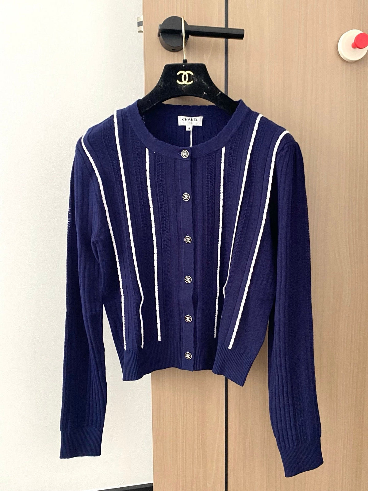CC 25 Cardigan In Navy Blue Wool
