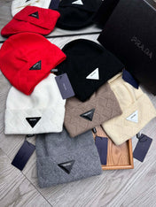 BEANIE HAT IN CHERRY RED WOOL AND RABBIT FUR 436398