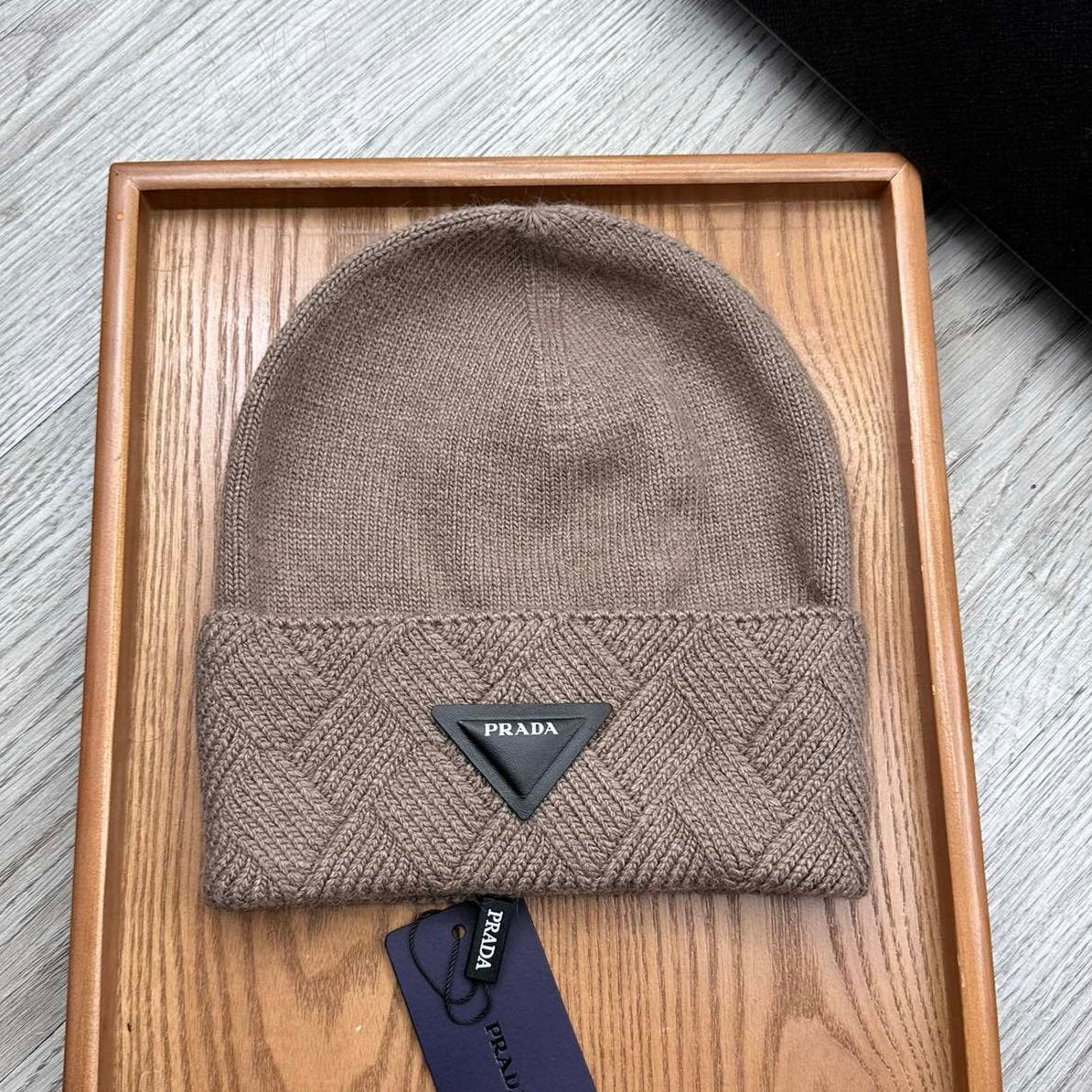 BEANIE HAT IN MEDIUM BROWN WOOL AND RABBIT FUR 342039