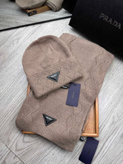 SET SCARF AND HAT IN MEDIUM BROWN WOOL AND RABBIT FUR 397406