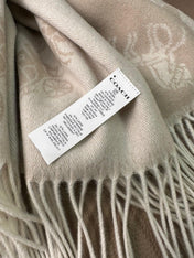 HORSE & CARRIAGE PRINT SCARF 195 CM IN BEIGE WOOL 375241