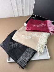 HORSE & CARRIAGE PRINT SCARF 195 CM IN BLACK WOOL 375242