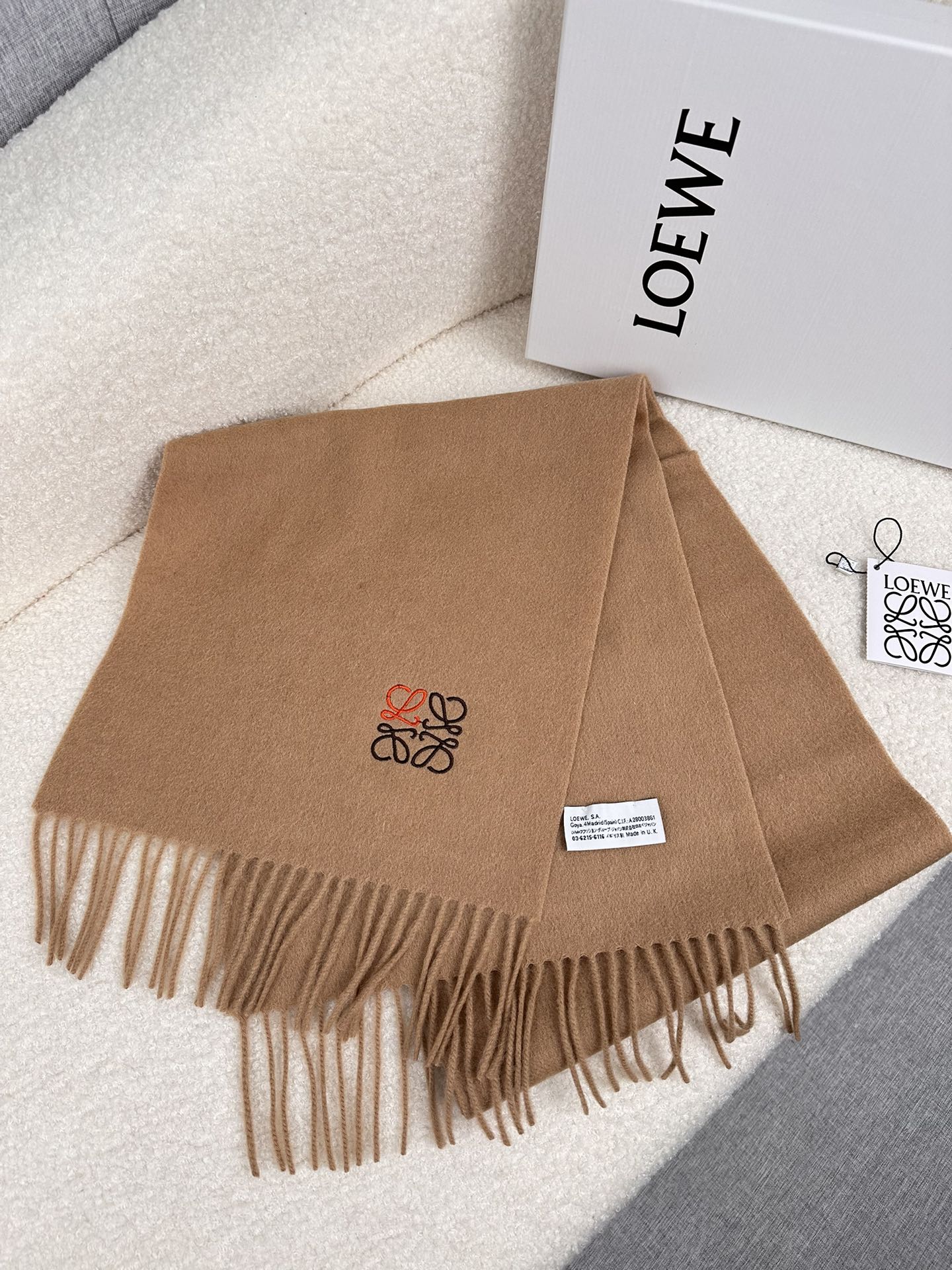 SCARF 180 CM IN CAMEL BEIGE CASHMERE 353156