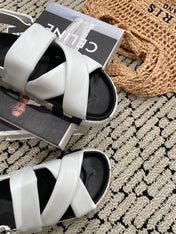 ELECTRIC SANDAL BLACK MIX WHITE CALFSKIN
