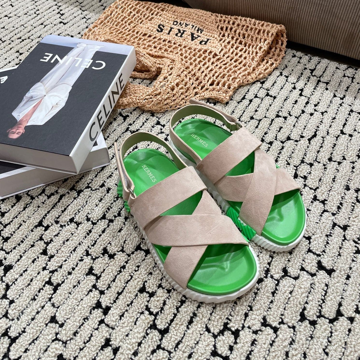 ELECTRIC SANDAL GREEN MIX LIGHT GRAY SUEDE