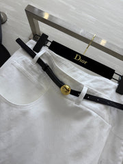 Loewe 25 Belt Skirt White Cotton