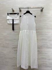 CC Retro Floral Dress White Cotton
