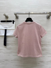 CC Beaded T-shirt Pink White Cotton