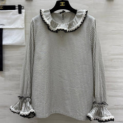 CC Vertical Striped T-shirt Gray Cotton