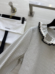 CC Vertical Striped T-shirt Gray Cotton