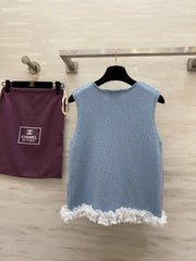CC Patchwork Lace T-shirt Blue Cashmere