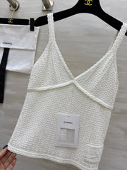 CHANEL WHITE SPAGHETTI STRAP TOP 265024