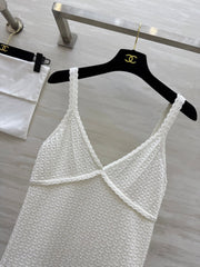 CHANEL WHITE SPAGHETTI STRAP TOP 265024