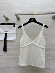CHANEL WHITE SPAGHETTI STRAP TOP 265024