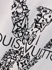 LV WHITE COTTON T-SHIRT BLACK LOGO 238822