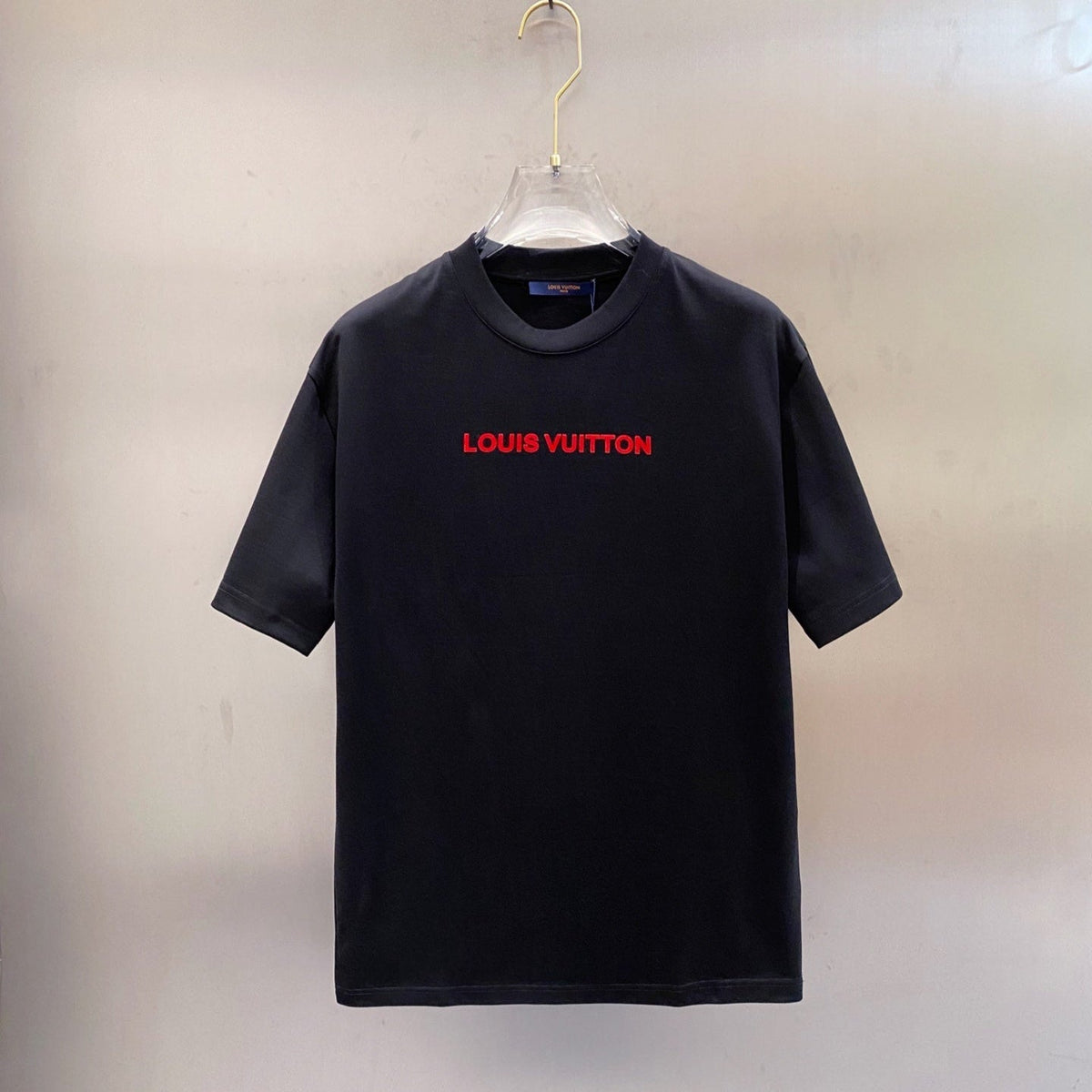 LV T-SHIRT IN BLACK COTTON RED LOGO 238833