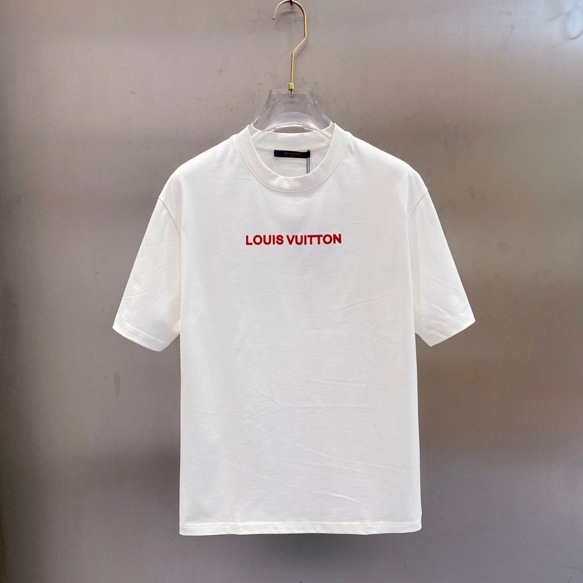 LV T-SHIRT IN WHITE COTTON RED LOGO 238834