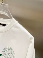 LV WHITE COTTON T-SHIRT GREEN LOGO PRINT 238843
