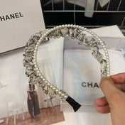 COLORFUL VOILE FABRIC WITH PEARL CHAIN HAIRBAND 410874